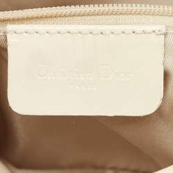 Pre Owned Dior Beige/Cream Fabric and Patent Leather Double Saddle Bag