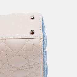 Pre Owned Dior off White Mini Tricolor Lambskin Cannage Lady Dior
