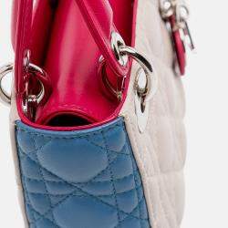 Pre Owned Dior off White Mini Tricolor Lambskin Cannage Lady Dior