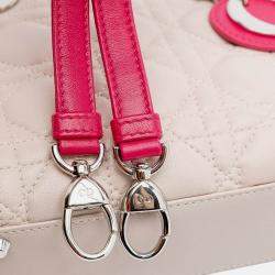 Pre Owned Dior off White Mini Tricolor Lambskin Cannage Lady Dior