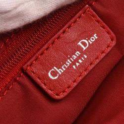 Pre Owned Christian Dior Trotter Red Canvas Shoulder Bag