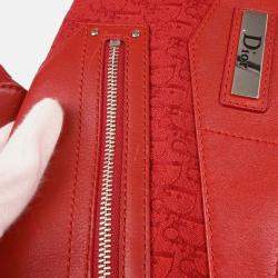 Pre Owned Christian Dior Trotter Red Canvas Shoulder Bag