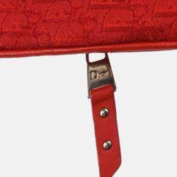 Pre Owned Christian Dior Trotter Red Canvas Shoulder Bag