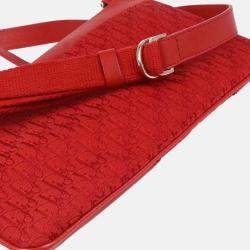 Pre Owned Christian Dior Trotter Red Canvas Shoulder Bag