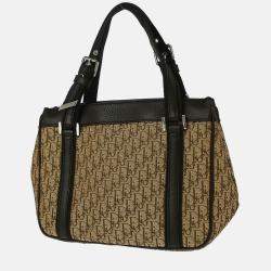 Pre Owned Dior Street Chic Trotter Beige/Brown Canvas Shoulder Bag