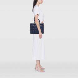 Pre Owned Dior Blue Large Lambskin Cannage Lady Dior