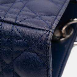 Pre Owned Dior Blue Large Lambskin Cannage Lady Dior