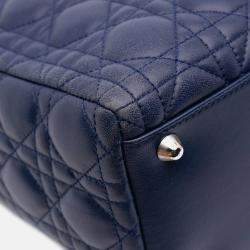 Pre Owned Dior Blue Large Lambskin Cannage Lady Dior