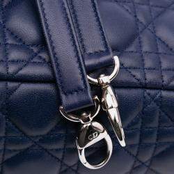 Pre Owned Dior Blue Large Lambskin Cannage Lady Dior