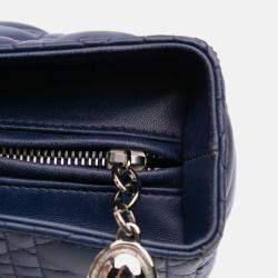 Pre Owned Dior Blue Large Lambskin Cannage Lady Dior