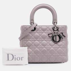 Pre Owned Dior Purple Medium Lambskin Cannage Lady Dior