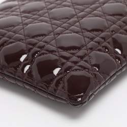 Pre Owned Dior Burgundy Cannage Leather Large Caro Daily Pouch