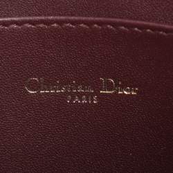 Pre Owned Dior Burgundy Cannage Leather Large Caro Daily Pouch