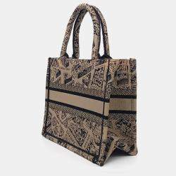 Pre Owned Christian Dior Book Beige/Black Fabric Tote