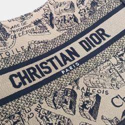 Pre Owned Christian Dior Book Beige/Black Fabric Tote