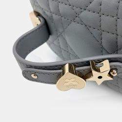 Pre Owned Christian Dior Cannage Grey Leather Micro Vanity