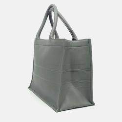 Pre Owned Dior Grey Leather Christian Dior Leather Book Tote Bag