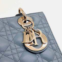 Pre Owned Dior Blue Leather Christian Dior Cannage Lady Bag Medium