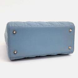 Pre Owned Dior Blue Leather Christian Dior Cannage Lady Bag Medium