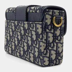 Pre Owned Dior Navy Blue Fabric  Oblique 30 Montaigne Box Bag