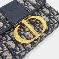 Pre Owned Dior Navy Blue Fabric  Oblique 30 Montaigne Box Bag