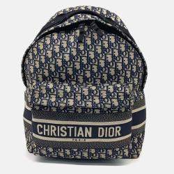 Pre Owned Dior Navy Blue Fabric Oblique Backpack