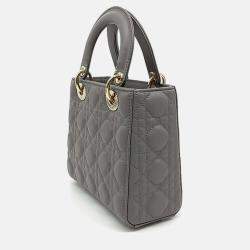Pre Owned Dior Grey Leather Lady Bag Small