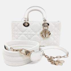 Pre Owned Dior White Fabric Lady D-JOY Medium