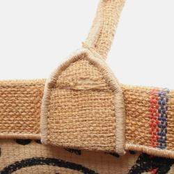 Pre Owned Dior Beige Medium Jute Embroidered Book Tote