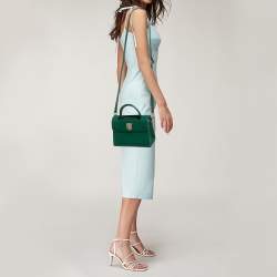 Pre Owned Dior Green Leather Mini Diorever Top Handle Bag