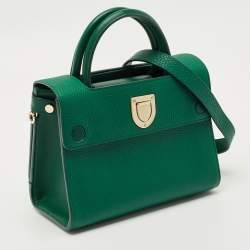 Pre Owned Dior Green Leather Mini Diorever Top Handle Bag