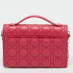 Pre Owned Dior Pink Cannage Leather My Dior Top Handle Bag