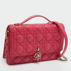 Pre Owned Dior Pink Cannage Leather My Dior Top Handle Bag