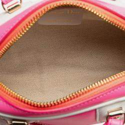 Pre Owned Dior Pink Micro Leather Dior Vibe Zip Bowling Bag