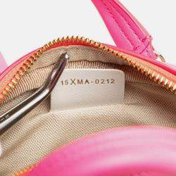 Pre Owned Dior Pink Micro Leather Dior Vibe Zip Bowling Bag