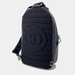 Pre Owned Christian Dior Shawn Stussy Collaboration 2020 Navy Blue Leather Crossbody Bag