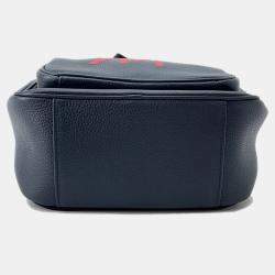 Pre Owned Christian Dior Shawn Stussy Collaboration 2020 Navy Blue Leather Crossbody Bag