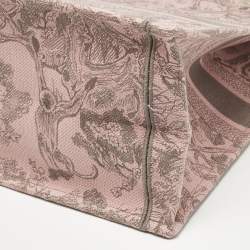 Pre Owned Dior Pink/Grey Toile De Jouy Embroidered Canvas Large Book Tote
