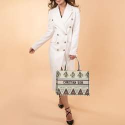 Pre Owned Dior Multicolor Geometric Embroidered Canvas Medium Book Tote 