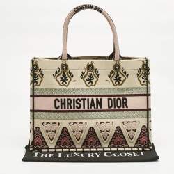 Pre Owned Dior Multicolor Geometric Embroidered Canvas Medium Book Tote 
