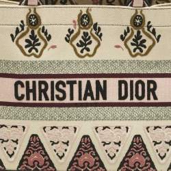 Pre Owned Dior Multicolor Geometric Embroidered Canvas Medium Book Tote 