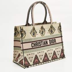 Pre Owned Dior Multicolor Geometric Embroidered Canvas Medium Book Tote 