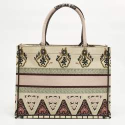 Pre Owned Dior Multicolor Geometric Embroidered Canvas Medium Book Tote 