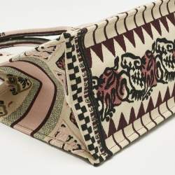 Pre Owned Dior Multicolor Geometric Embroidered Canvas Medium Book Tote 