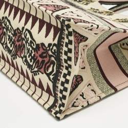 Pre Owned Dior Multicolor Geometric Embroidered Canvas Medium Book Tote 