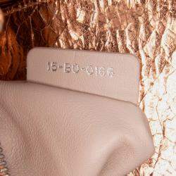 Pre Owned Dior Brown Mini Metallic Crinkled Calfskin Cannage Lady Dior