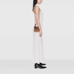 Pre Owned Dior Brown Mini Metallic Crinkled Calfskin Cannage Lady Dior