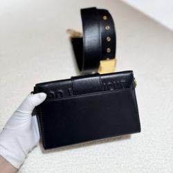 Pre Owned Dior Montaigne Black Leather Shoulder Bag