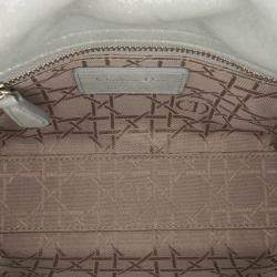 Pre Owned Dior Blue Mini Iridescent Lambskin Cannage Lady Dior