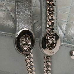Pre Owned Dior Blue Mini Iridescent Lambskin Cannage Lady Dior